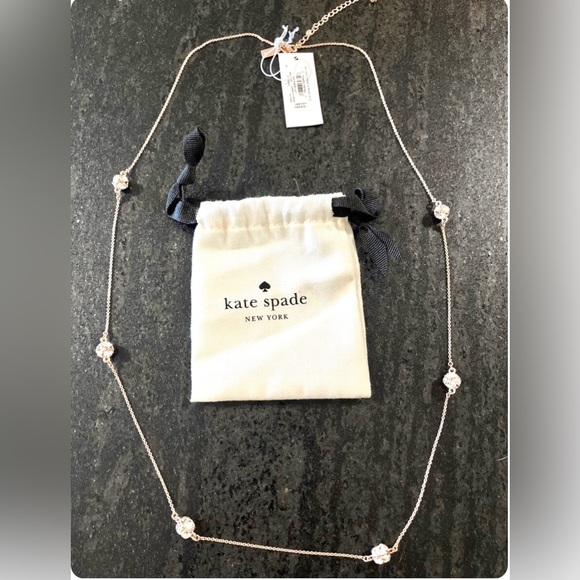 KATE SPADE NEW YORK LADY MARMALADE GOLD RHINESTONE SCATTER STATION NECKLACE - Picture 5 of 15